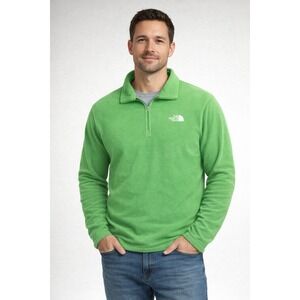The North Face Sweater Mens M Green Fleece Quarter Zip Sweatshirt Long Sleeve